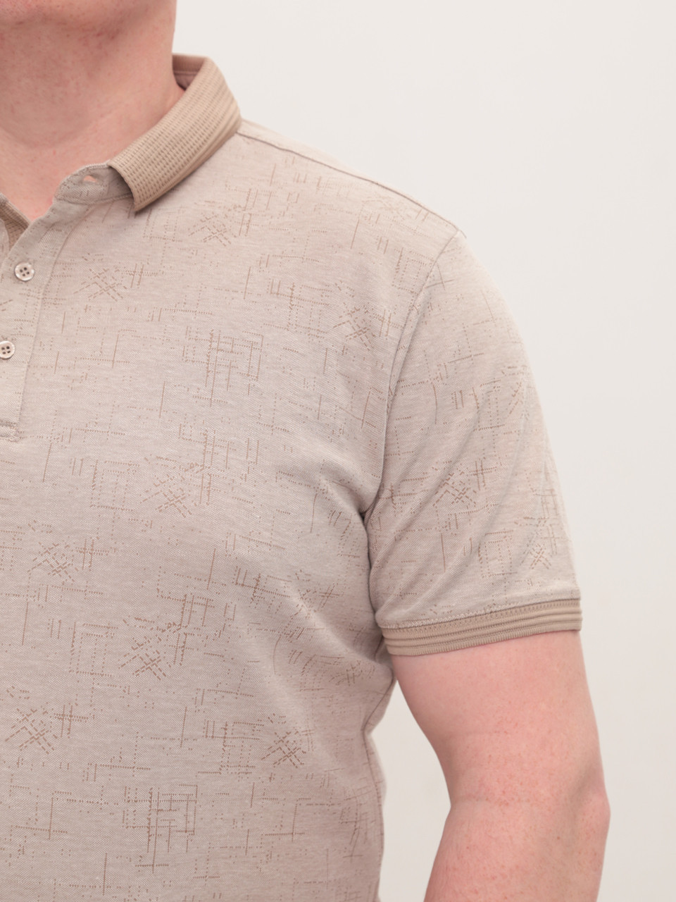 Поло чоловіче бежеве пряме з коміром 9436-4