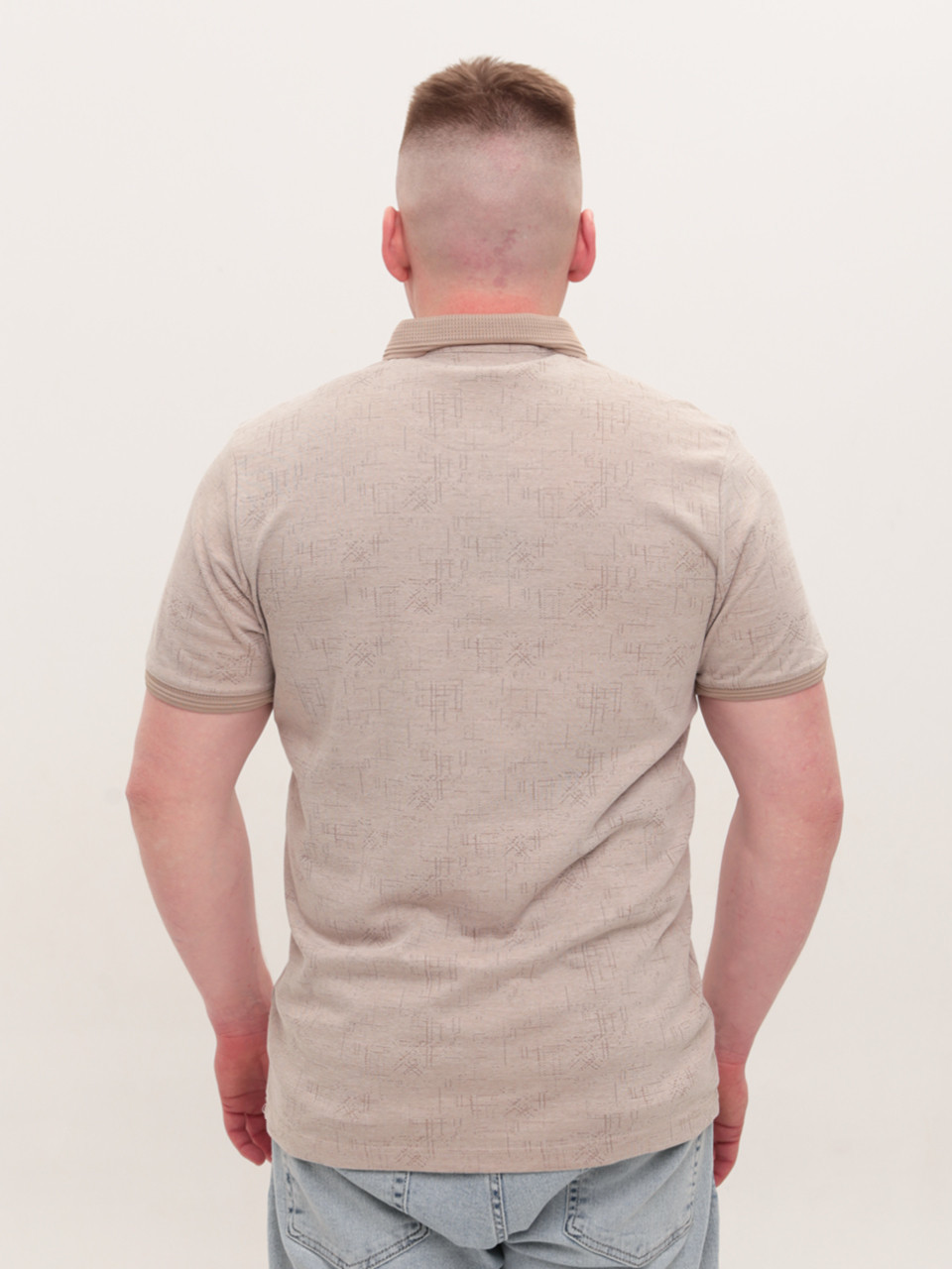 Поло чоловіче бежеве пряме з коміром 9436-4