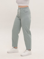 Штани жіночі оливкові банани тонкі з резинкою на поясі 1602-3