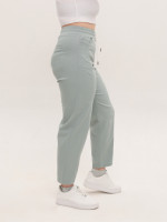 Штани жіночі оливкові банани тонкі з резинкою на поясі 1602-3