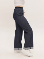 Джинсы женские темно-синие широкие тонкие большие размеры 1624-B-1