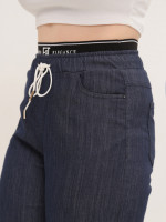 Джинсы женские темно-синие широкие тонкие большие размеры 1624-B-1