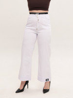 Джинси жіночі білі широкі тонкі великі розміри 1624-B-2