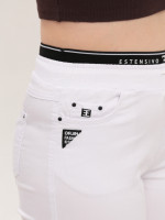 Штани жіночі білі МОМ тонкі з резинкою на поясі 1632-2