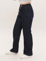 Джинсы женские темно-синие прямые тонкие с резинкой на поясе 2363-1