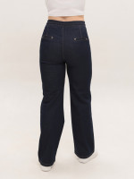 Джинсы женские темно-синие прямые тонкие с резинкой на поясе 2363-1