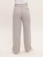 Штани жіночі світло-бежеві тонкі широкі з гумкою на пояс 7739-1