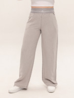 Штани жіночі світло-бежеві тонкі широкі з гумкою на пояс 7739-1