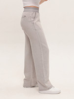 Штани жіночі світло-бежеві тонкі широкі з гумкою на пояс 7739-1