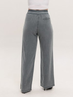 Штани жіночі оливкові тонкі широкі з гумкою на пояс 7739-2