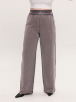Штани жіночі коричневі тонкі широкі з гумкою на пояс 7739-4