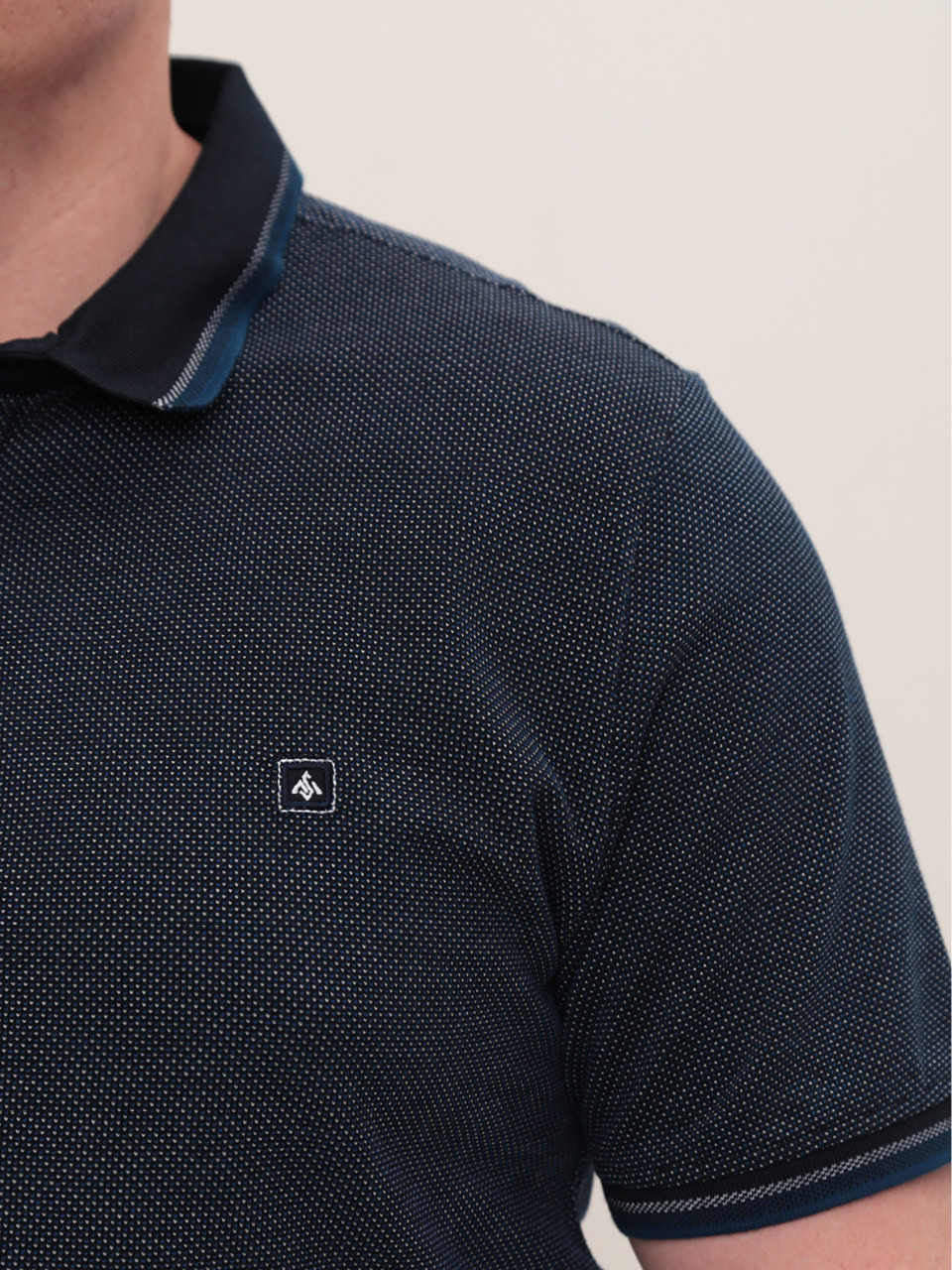 Поло чоловіче темон-синє в крапку великі розміри 1011-B-3