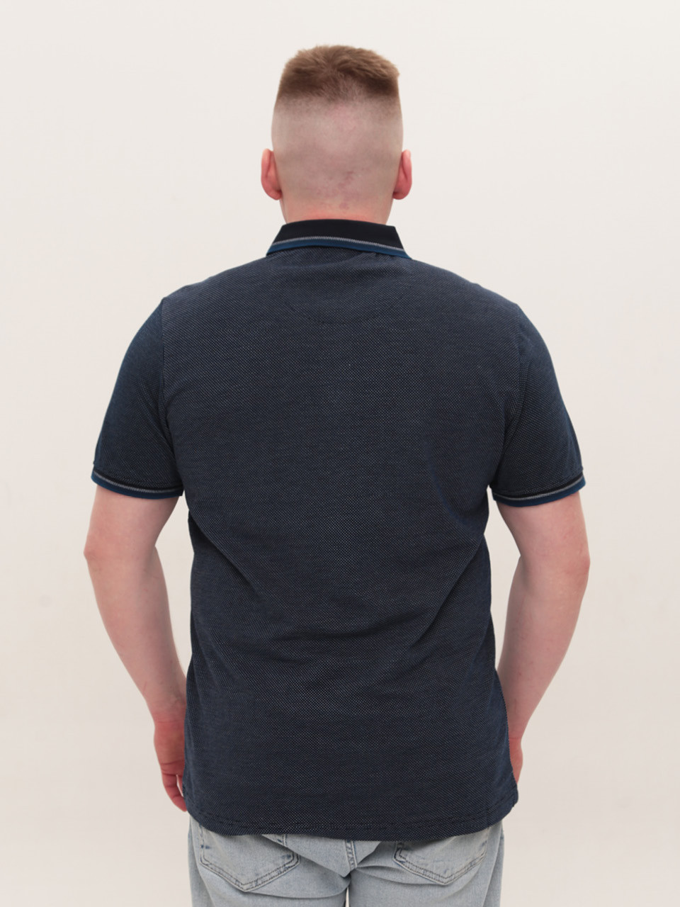 Поло чоловіче темон-синє в крапку великі розміри 1011-B-3