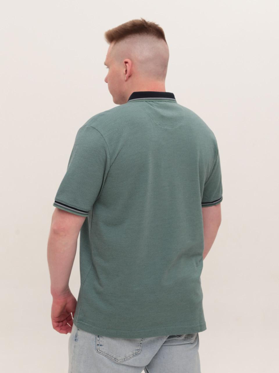 Поло чоловіче зелене в крапку великі розміри 1011-B-4