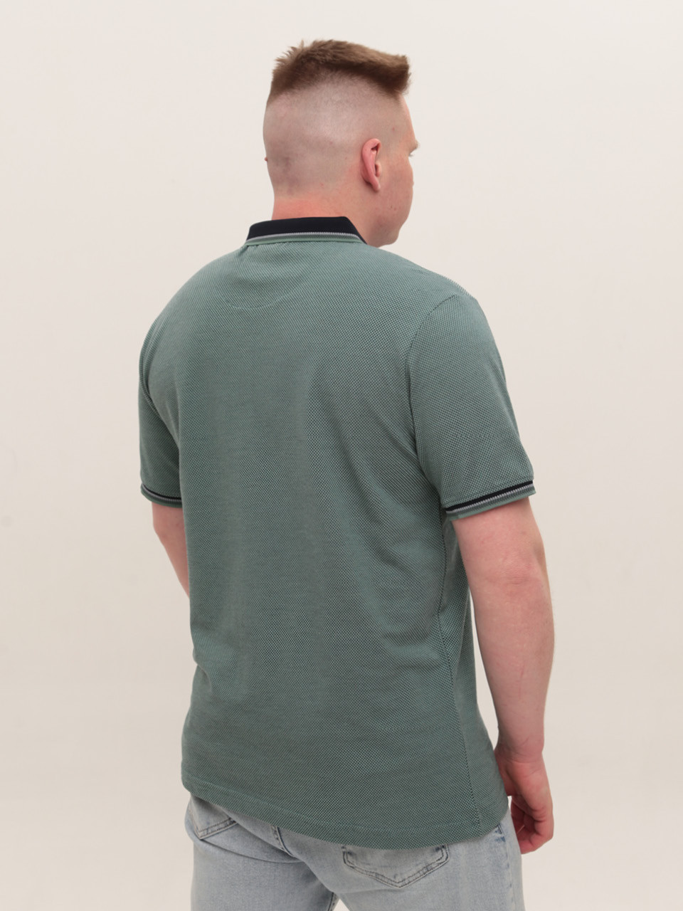 Поло чоловіче зелене в крапку великі розміри 1011-B-4