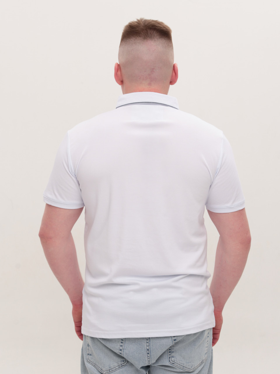 Поло чоловіче біле однотонне короткий рукав 9200-6