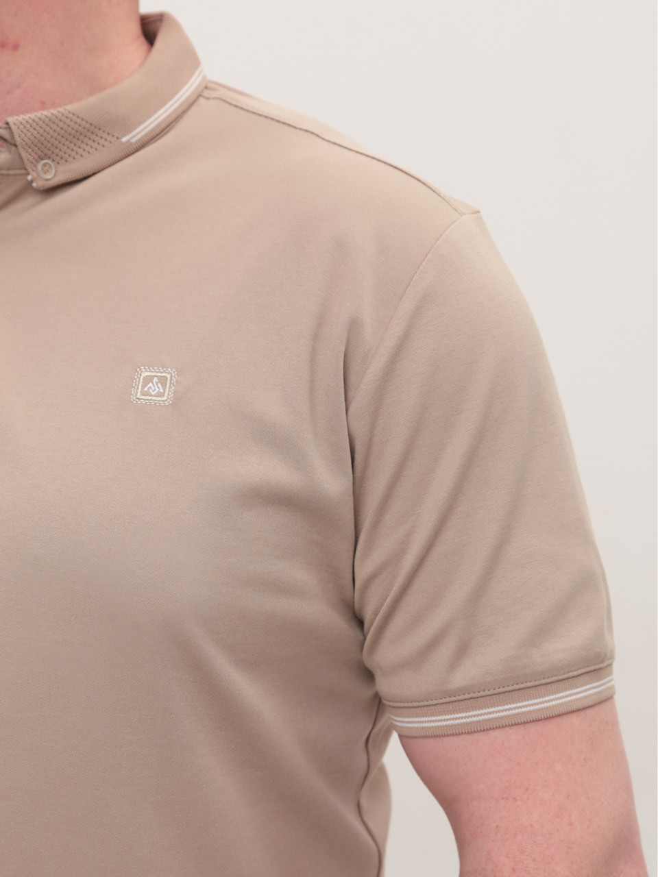 Поло чоловіче бежеве однотонне короткий рукав 9241-4