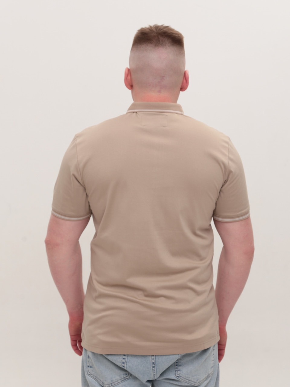 Поло чоловіче бежеве однотонне короткий рукав 9241-4