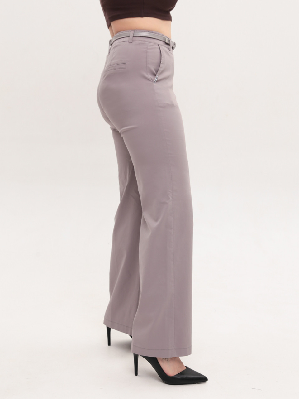 Штани жіночі сірі широкі зі стрейчем 10508-4