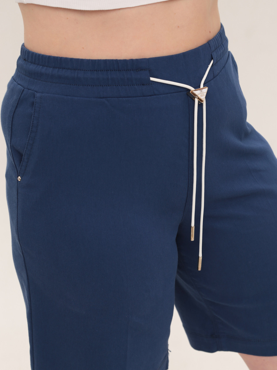 Шорти жіночі темно-сині прямі з резинкою на поясі 6028-1