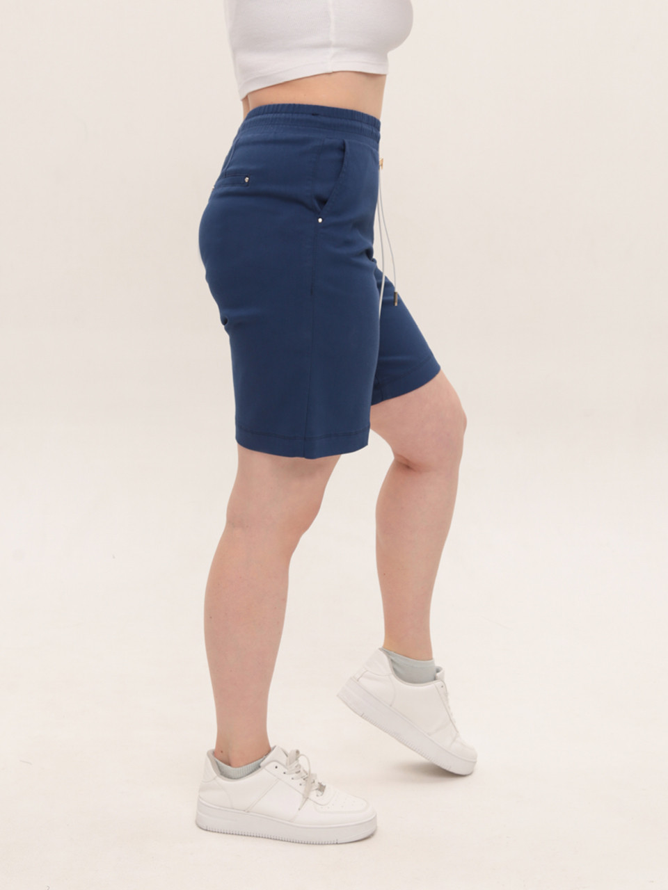 Шорти жіночі темно-сині прямі з резинкою на поясі 6028-1