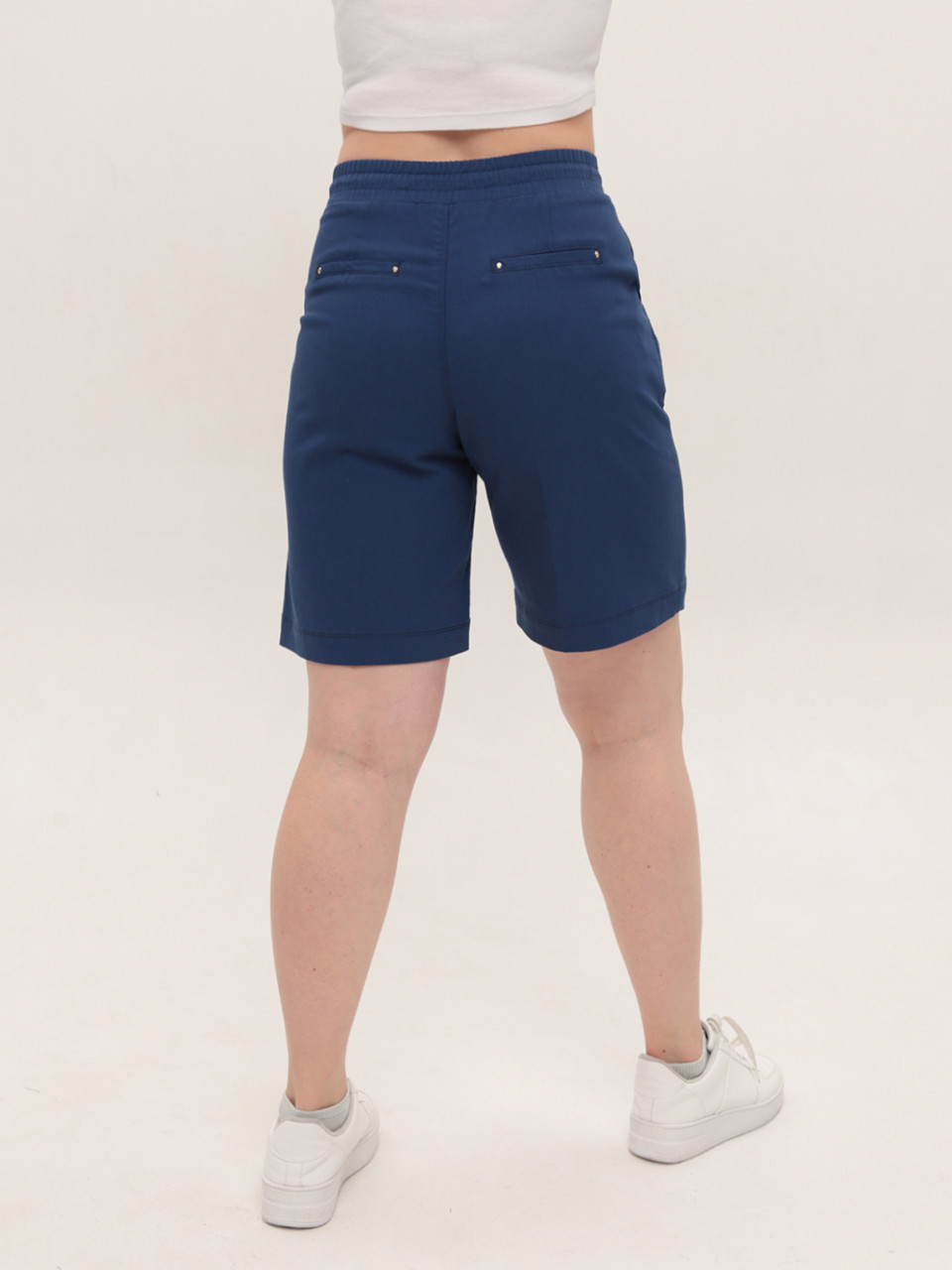 Шорти жіночі темно-сині прямі з резинкою на поясі 6028-1