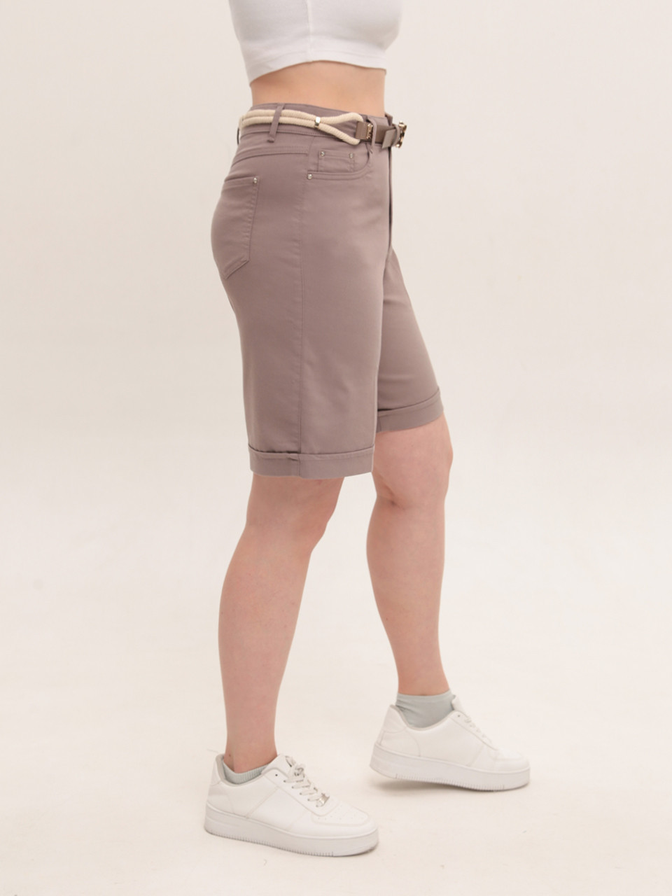 Шорты женские бежевые прямые со стрейчем 6034-3