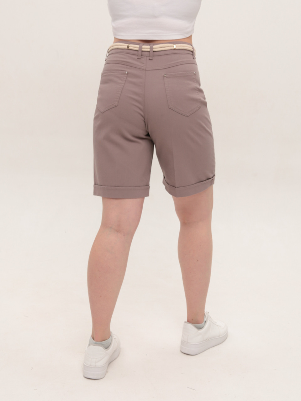Шорты женские бежевые прямые со стрейчем 6034-3