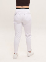 Штани жіночі білі МОМ тонкі з гумкою на поясі великі розміри 1632-B-2