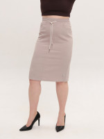 Жіноча спідниця бежева з гумкою на поясі великі розміри 3152-B-1