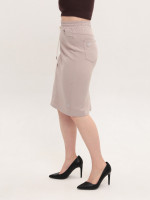 Жіноча спідниця бежева з гумкою на поясі великі розміри 3152-B-1