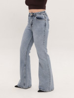 Джинсы женские голубые клеш с высокой посадкой 1563