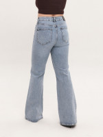 Джинсы женские голубые клеш с высокой посадкой 1563