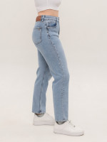 Джинси жіночі блакитні прямі МОМ зі стрейчем 1597-B