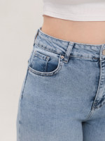 Джинси жіночі блакитні прямі МОМ зі стрейчем 1597-B