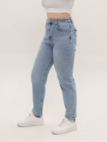 Джинси жіночі блакитні прямі МОМ зі стрейчем 1597-B