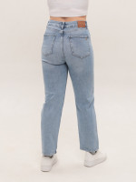 Джинси жіночі блакитні прямі МОМ зі стрейчем 1597-B