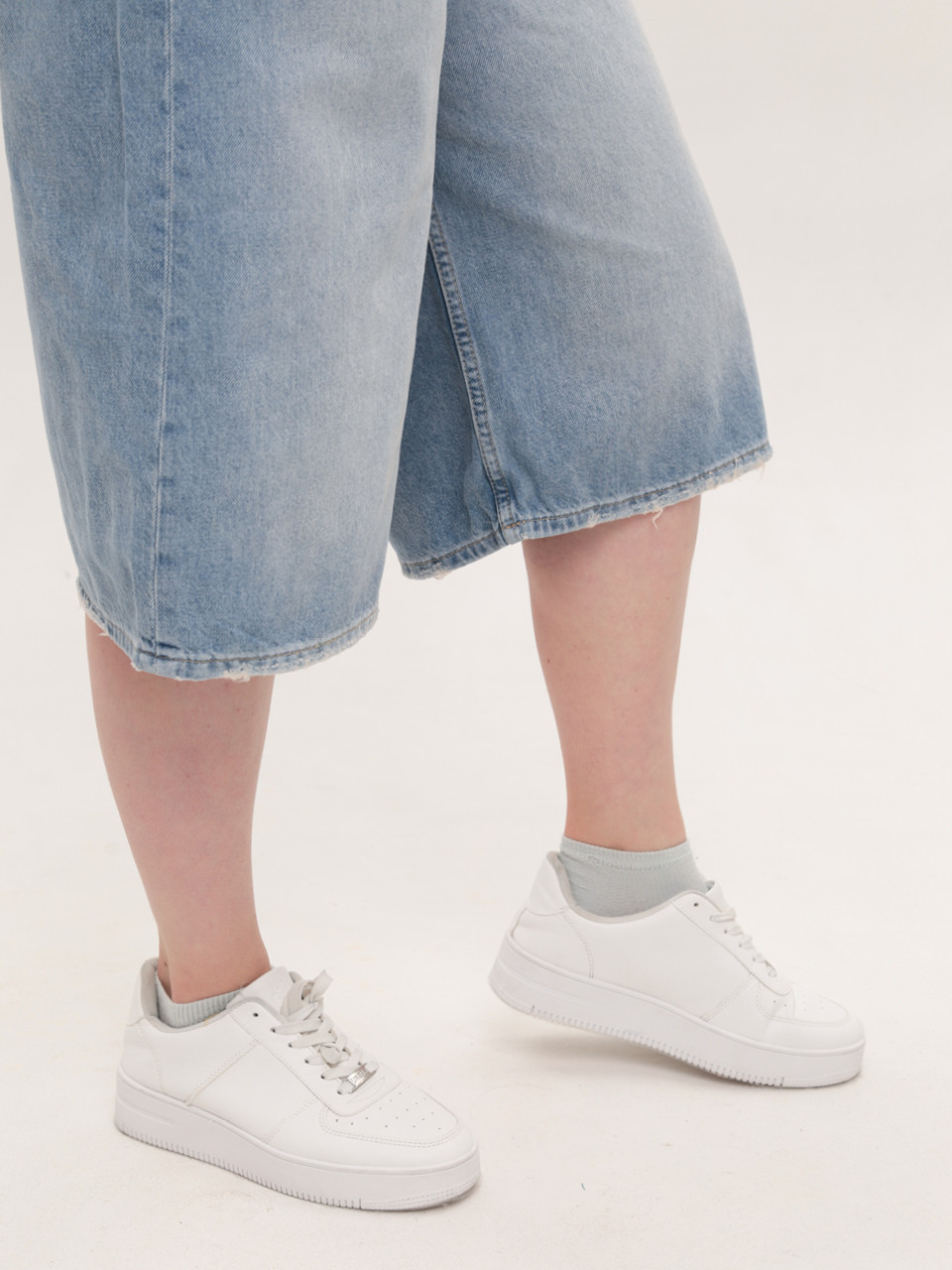 Шорты женские багги голубые длинные 4451