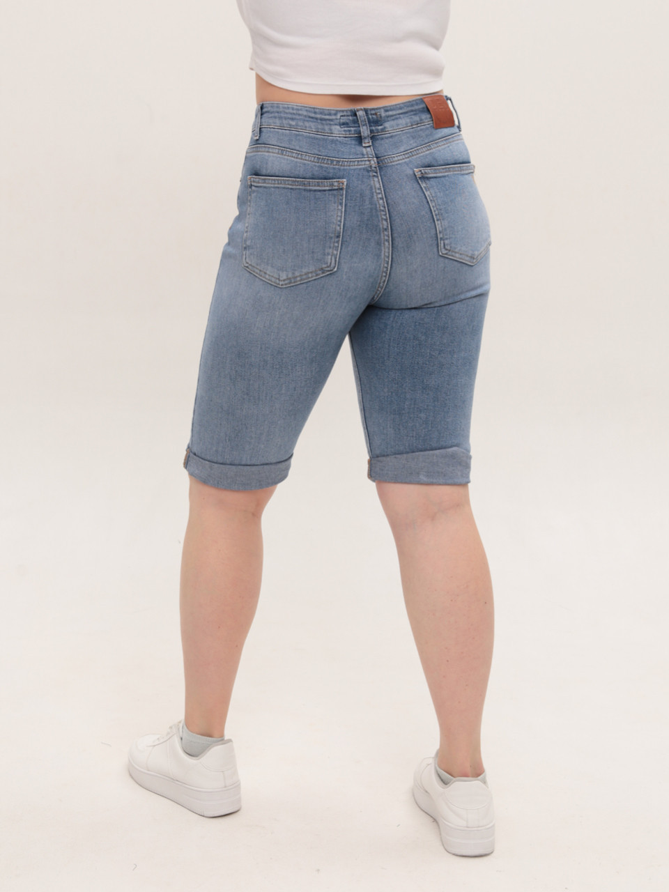 Шорты женские голубые удлиненные большие размеры 4543-B