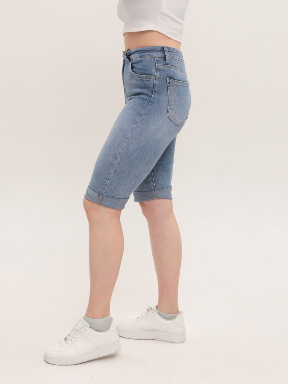 Шорты женские голубые удлиненные большие размеры 4543-B