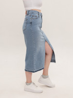 Юбка женская джинсовая длинная голубая с разрезом 5054