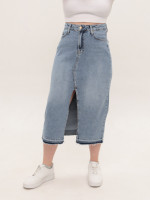 Юбка женская джинсовая длинная голубая с разрезом 5054