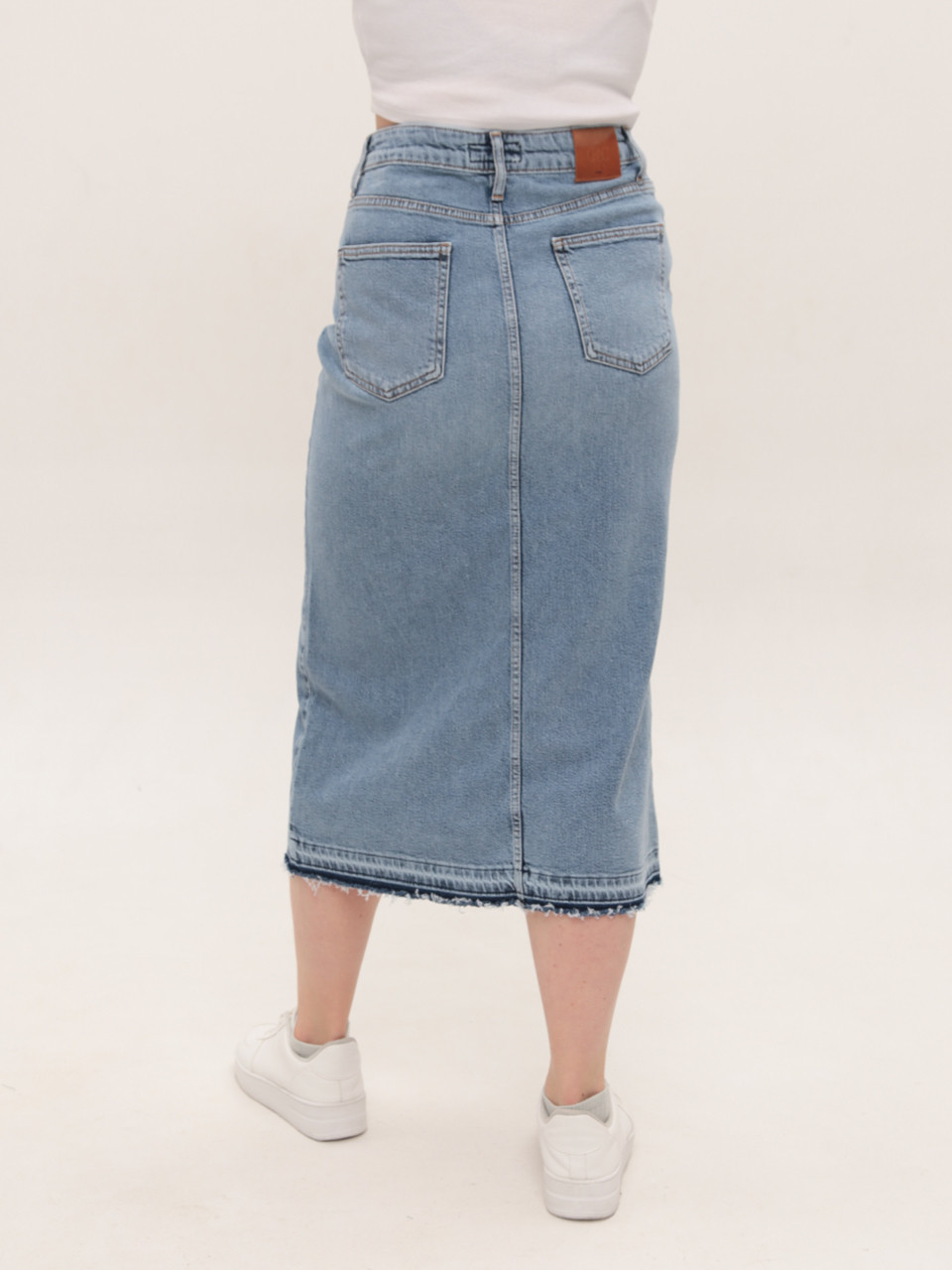 Юбка женская джинсовая длинная голубая с разрезом 5054