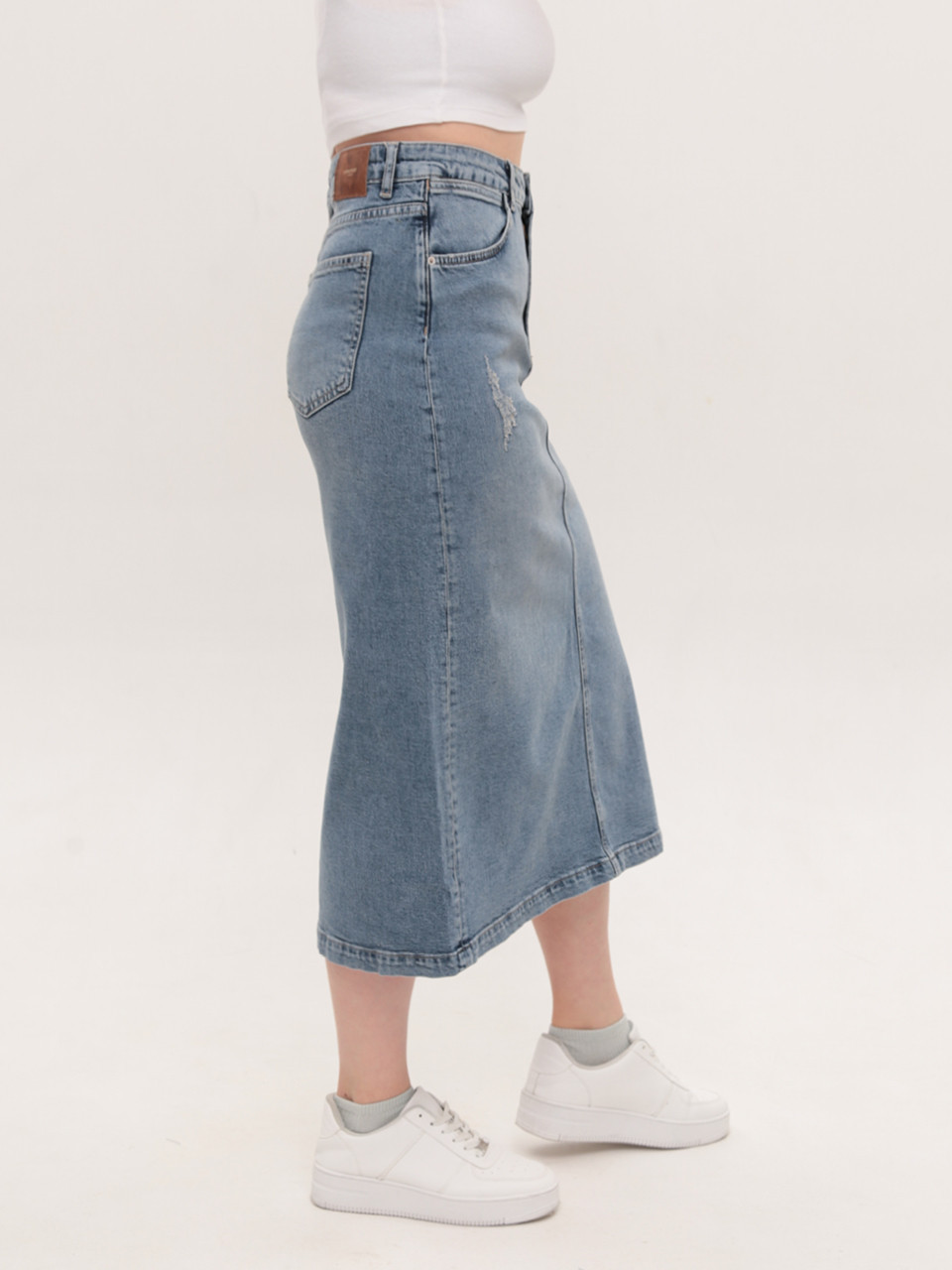 Спідниця жіноча джинсова довга синя зі стрейчем 5062-2