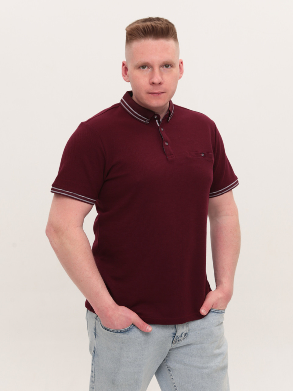 Поло чоловіче бордове пряме 9427-3