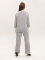 Костюм женский серый повседневный с широкими брюками 2364-5