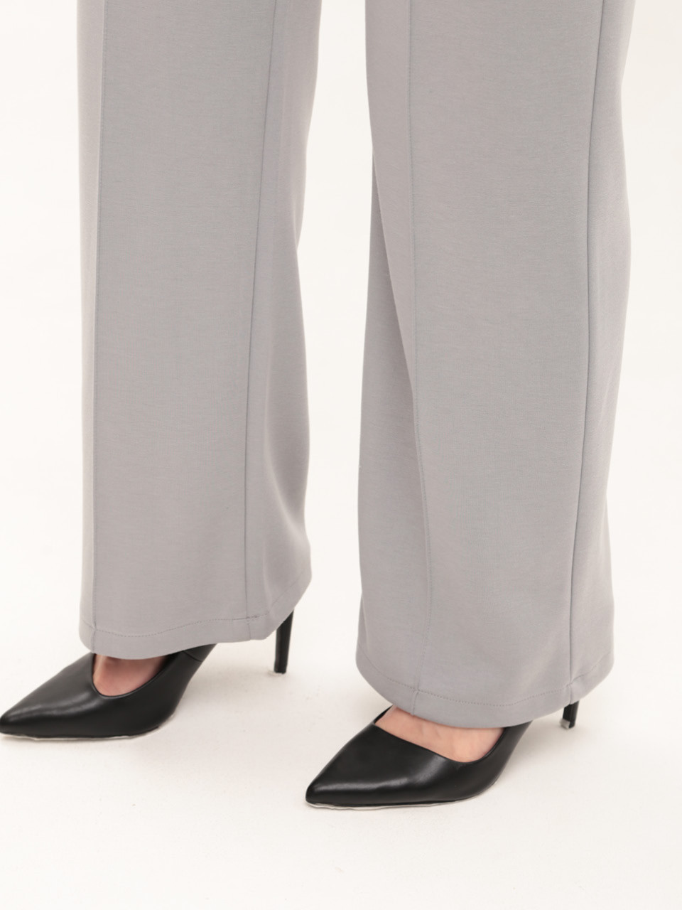 Костюм женский серый повседневный с широкими брюками 2364-5