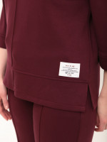 Костюм женский бордовый повседневный с широкими брюками 2364-4