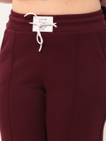Костюм женский бордовый повседневный с широкими брюками 2364-4
