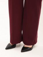 Костюм женский бордовый повседневный с широкими брюками 2364-4